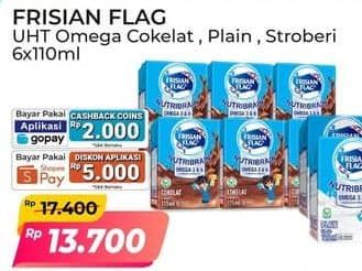 Promo Harga Frisian Flag Susu Cair UHT Nutribrain Cokelat, Plain, Strawberry per 6 tpk 115 ml - Alfamart