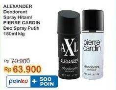 Promo Harga Alexander Deodoran Spray/Pierre Cardin Deodorant Spray   - Indomaret