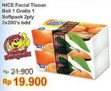 Promo Harga NICE Facial Tissue Soft Pack per 2 bag 200 sheet - Indomaret
