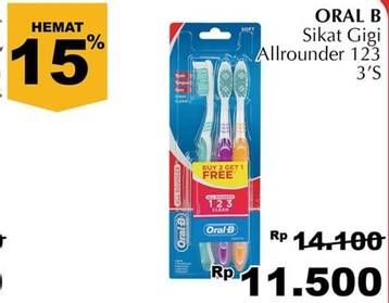 Promo Harga ORAL B Toothbrush All Rounder 1 2 3 3 pcs - Giant
