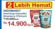 Promo Harga INDOMARET Hand Wash Strawberry, Camomile per 2 pouch 375 ml - Indomaret