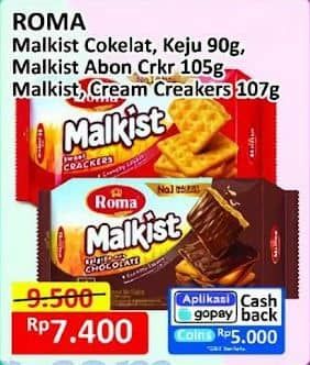 Promo Harga Roma Malkist Cokelat, Keju Manis, Abon, Crackers, Cream Crackers 105 gr - Alfamart