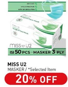 Promo Harga MISS U2 Masker 50 pcs - Carrefour