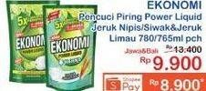 Promo Harga EKONOMI Pencuci Piring Power Liquid Jeruk Nipis, Siwak Jeruk Limau 760 ml - Indomaret