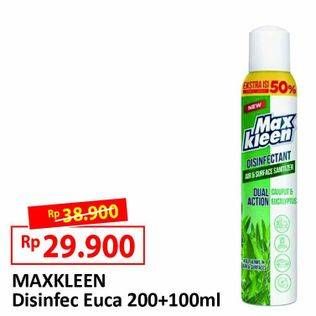 Promo Harga MAX KLEEN Disinfectant Spray Dual Action Eucalyptus 300 ml - Alfamart