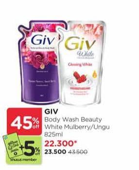 Promo Harga GIV Body Wash Mulberry Collagen, Passion Flowers Sweet Berry 850 ml - Watsons