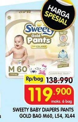 Promo Harga Sweety Gold Pants L54, M60, XL44 44 pcs - Superindo