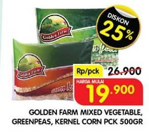 Promo Harga Golden Farm Mixed Vegetable, Greenpeas, Kernel Corn 500gr  - Superindo