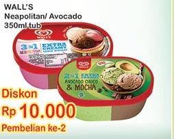 Promo Harga WALLS Ice Cream Neopolitana, Avocado Choco Mocha 350 ml - Indomaret
