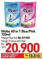 Promo Harga MOLTO All in 1 Blue, Pink 720 ml - Carrefour