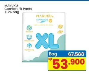Promo Harga Makuku Comfort Fit Diapers Pants XL24 24 pcs - Indomaret