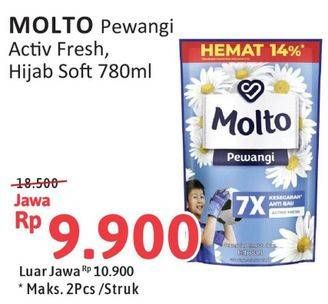 Promo Harga Molto Pewangi Active Fresh, Hijab Soft Fresh 780 ml - Alfamidi