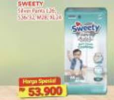 Promo Harga Sweety Silver Pants M28, S32, XL24, L26 24 pcs - Alfamart
