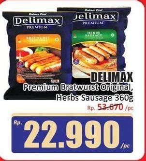 Promo Harga Delimax Premium Bratwurst Original, Herbs 360 gr - Hari Hari