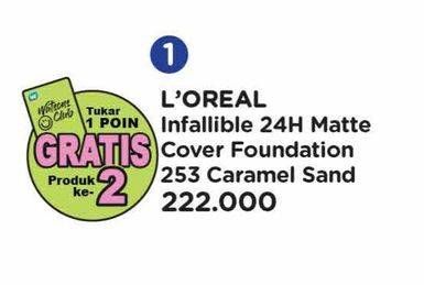 Promo Harga Loreal Infallible 24H Matte Cover Foundation 253 Caramel Sand 35 ml - Watsons