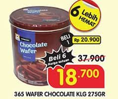 365 Wafer 275 gr Diskon 50%, Harga Promo Rp18.700, Harga Normal Rp37.900, Syarat Beli 6 Pcs
Beli 1 Rp. 20.900