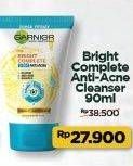 Promo Harga GARNIER Bright Complete 3-in-1 Anti Acne Facial Wash 90 ml - Indomaret