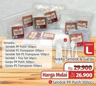 Promo Harga CHOICE L Sendok Garpu Plastik 100 pcs - Lotte Grosir