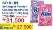 Promo Harga SO KLIN Softergent Cheerful Red, Purple Lavender, Rossy Pink 1800 gr - Indomaret