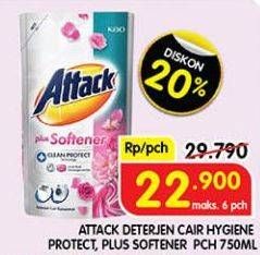 Promo Harga Attack Detergent Liquid Hygiene Plus Protection, Plus Softener 800 ml - Superindo