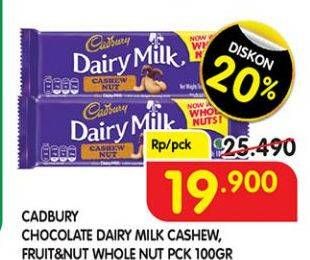 Promo Harga CADBURY Dairy Milk Cashew Nut 90 gr - Superindo