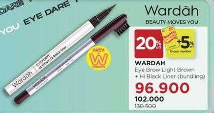 Promo Harga WARDAH Eyexpert Eyebrow + Hi Black Liner  - Watsons