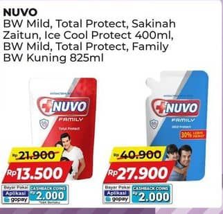 Promo Harga Nuvo Body Wash Mild Protect, Total Protect, Sakinah, Active Cool 400 ml - Alfamart