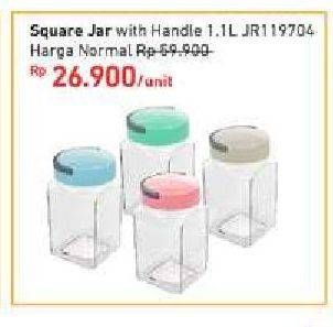 Promo Harga TRANS LIVING Square Jar With Handle 1100 ml - Carrefour