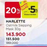 Promo Harga Harlette Oatmilk Sleeping Mask 30 gr - Watsons