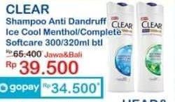 Promo Harga CLEAR Shampoo Ice Cool Menthol, Complete Soft Care 300 ml - Indomaret
