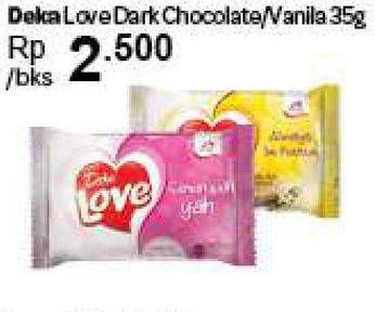 Promo Harga DUA KELINCI Deka Love Dark Chocolate, Vanilla 35 gr - Carrefour