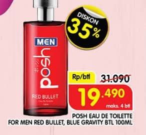 Promo Harga Posh Men Eau de Toilette Red Bullet, Blue Gravity 100 ml - Superindo