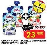 Promo Harga CIMORY Squeeze Yogurt Strawberry, Blueberry 120 gr - Superindo
