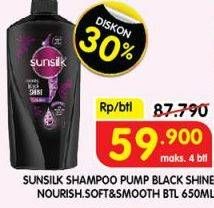 Promo Harga Sunsilk Shampoo Black Shine, Soft Smooth 650 ml - Superindo