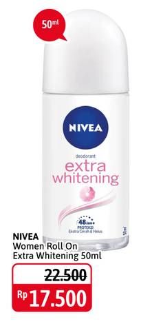 Promo Harga NIVEA Deo Roll On Extra Whitening 50 ml - Alfamidi