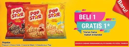 Promo Harga POP STAR Crunchy Popcorn Caramel Blast, Cheeselicious, Peanut Butter Blast 35 gr - TIP TOP