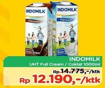 Promo Harga Indomilk Susu UHT Full Cream Plain, Cokelat 1000 ml - TIP TOP