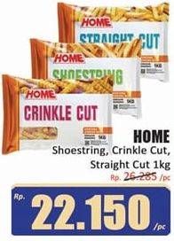 Promo Harga HOME Kentang Goreng Shoestring, Straight Cut, Crinkle Cut 1 kg - Hari Hari