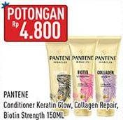 Promo Harga Pantene Conditioner Miracle Biotin Strength, Collagen Repair, Keratin Glow 150 ml - Hypermart