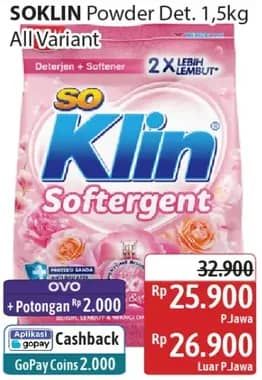Promo Harga So Klin Softergent All Variants 1500 gr - Alfamidi