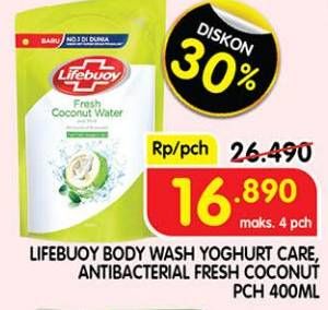Promo Harga Lifebuoy Body Wash Yoghurt Care, Coconut Fresh 400 ml - Superindo