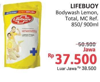Promo Harga Lifebuoy Body Wash Lemon Fresh, Total 10, Mild Care 850 ml - Alfamidi