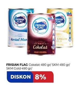Promo Harga FRISIAN FLAG Susu Kental Manis Cokelat, Putih, Gold 490 gr - Carrefour