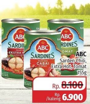 Promo Harga ABC Sardines Extra Hot, Tomat, Chili 155 gr - Lotte Grosir