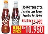 Promo Harga Sosro Teh Botol Less Sugar, Original 450 ml - Hypermart