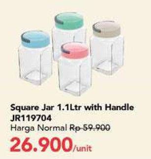 Promo Harga TRANS LIVING Square Jar 1100 ml - Carrefour