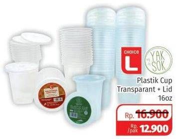Promo Harga Yaksok/Choice L Plastik Cup Transparant + Lid  - Lotte Grosir