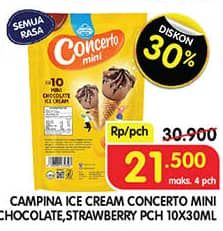 Promo Harga Campina Mini Concerto Chocolate, Strawberry per 10 pcs 30 ml - Superindo