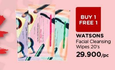 Promo Harga WATSONS Facial Cleansing Wipes 3 in 1 Micellar Water 20 pcs - Watsons