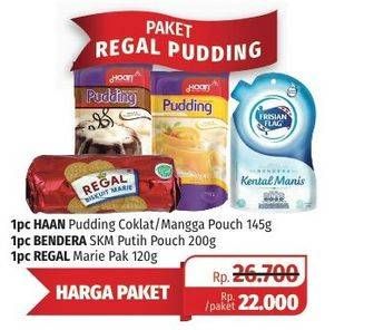 Promo Harga HAAN Pudding 145gr + FRISIAN FLAG Susu Kental Manis 200gr + REGAL Marie 120gr  - Lotte Grosir
